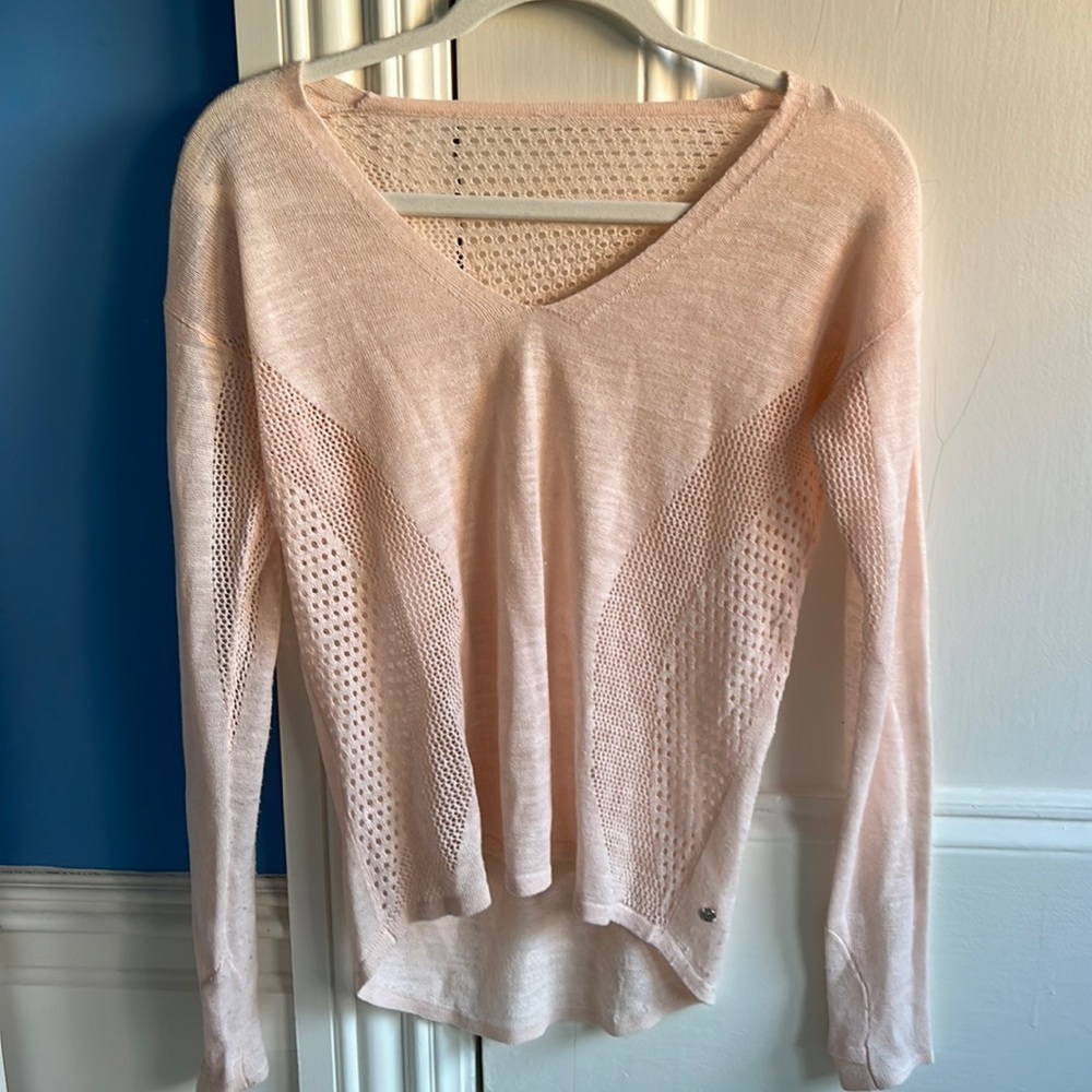 Light Pink Lululemon Sweater with Perforation Detail